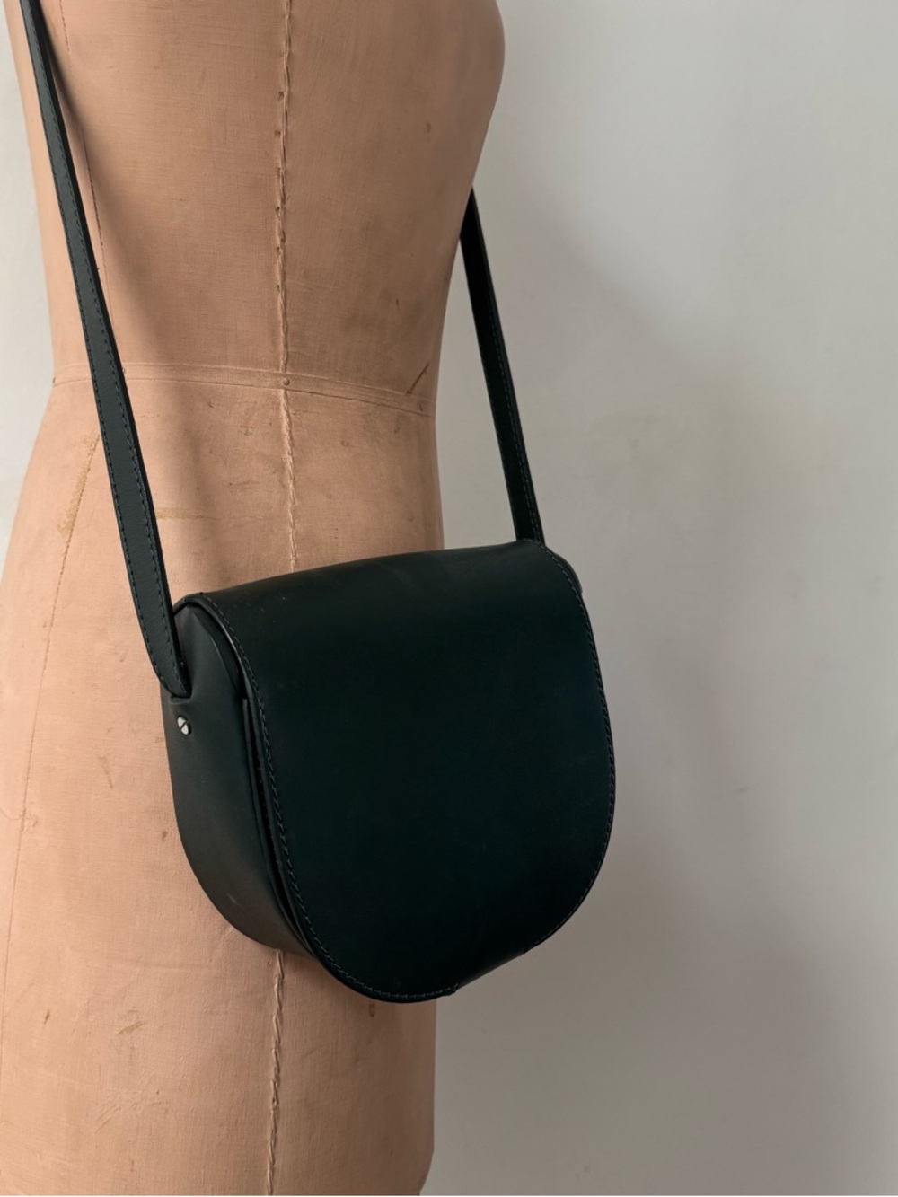 COS Dark Green Crossbody Leather Saddle Bag - Picture 7 of 16